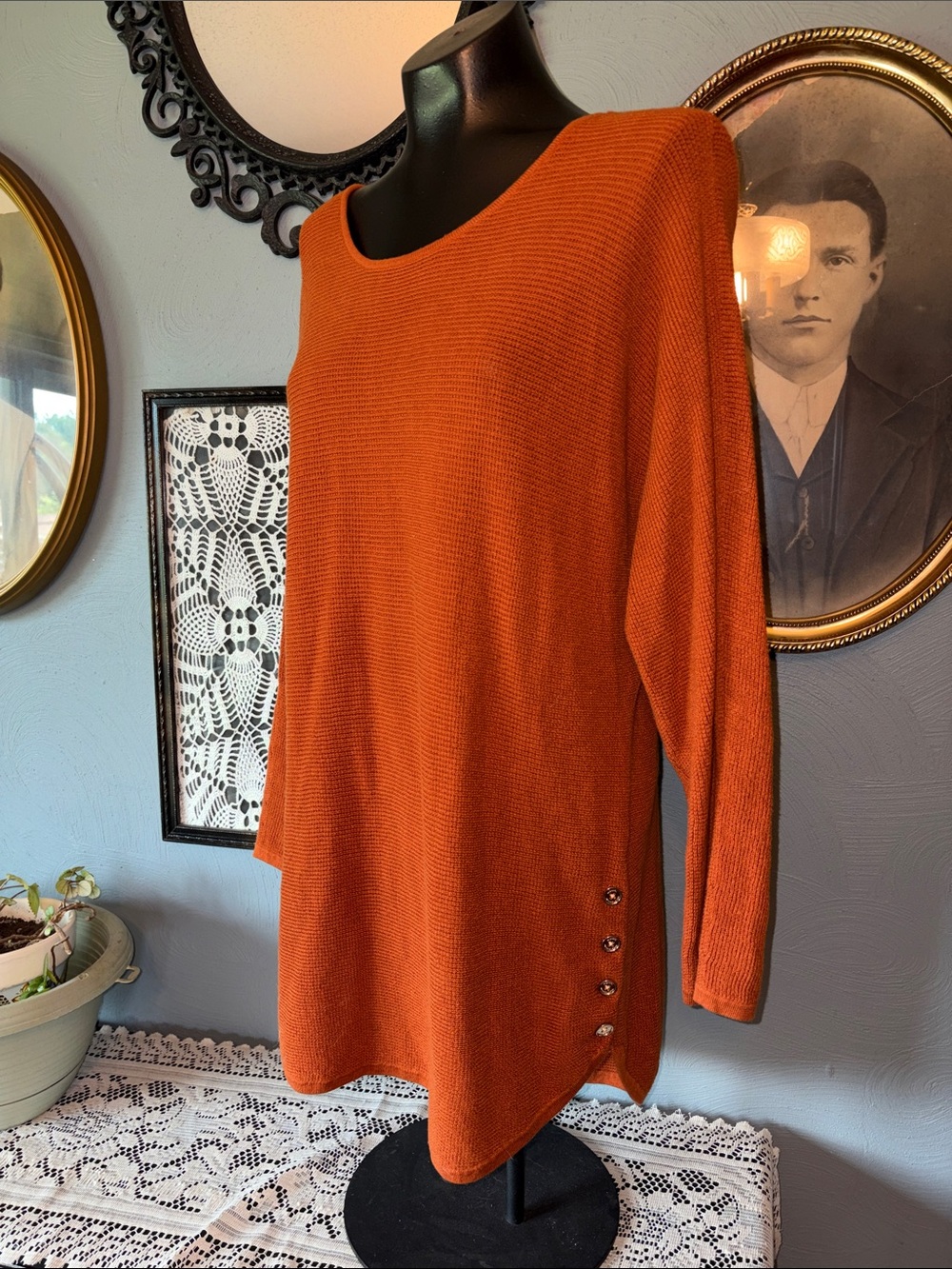 Michael Kors Rust Orange Scoop Neck Knit Sweater
